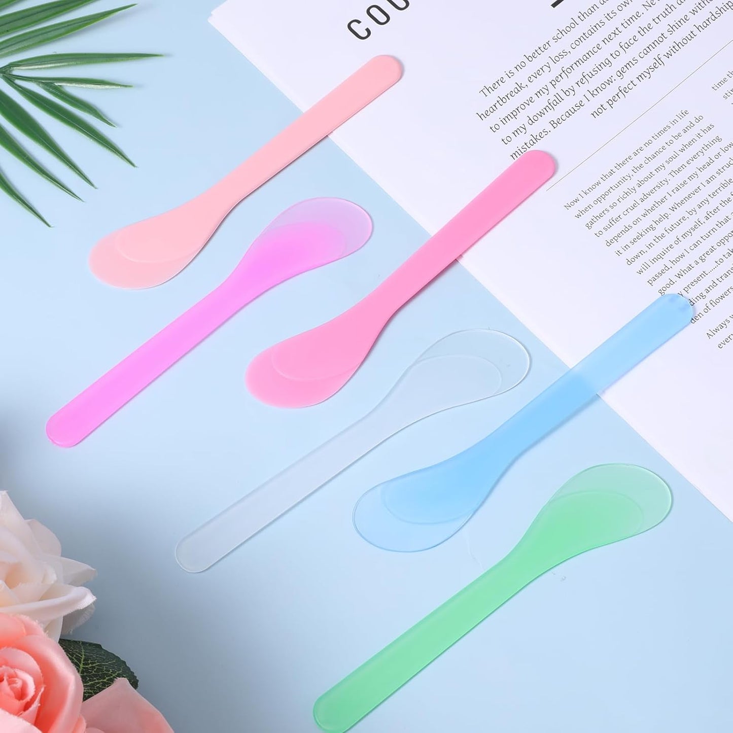 Makeup Scoops Spatulas - 6Pcs Reusable Plastic Mixing Spoons for Creams & Masks | Random Colors