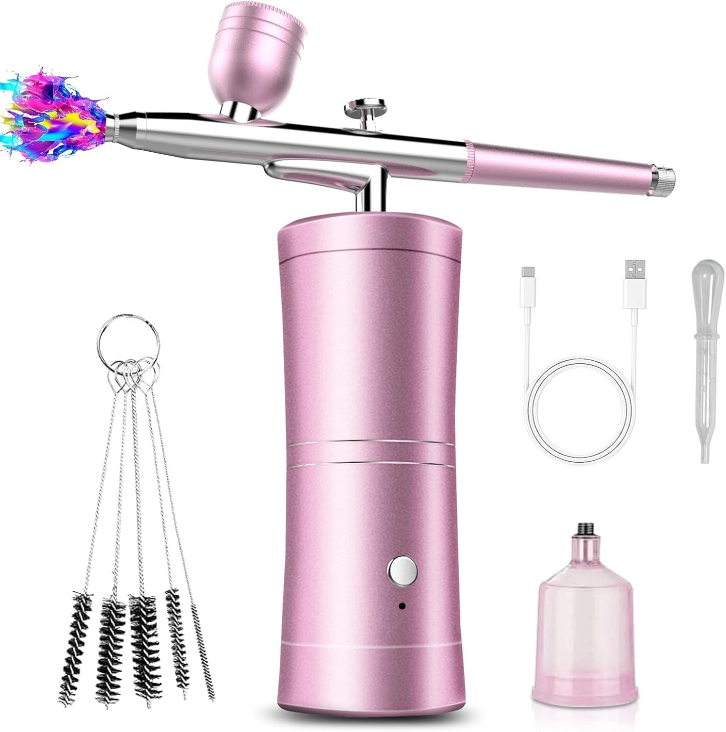 Portable Cordless Nail Art Airbrush Kit - Wireless Professional Cleaning Tools for Artists | Black