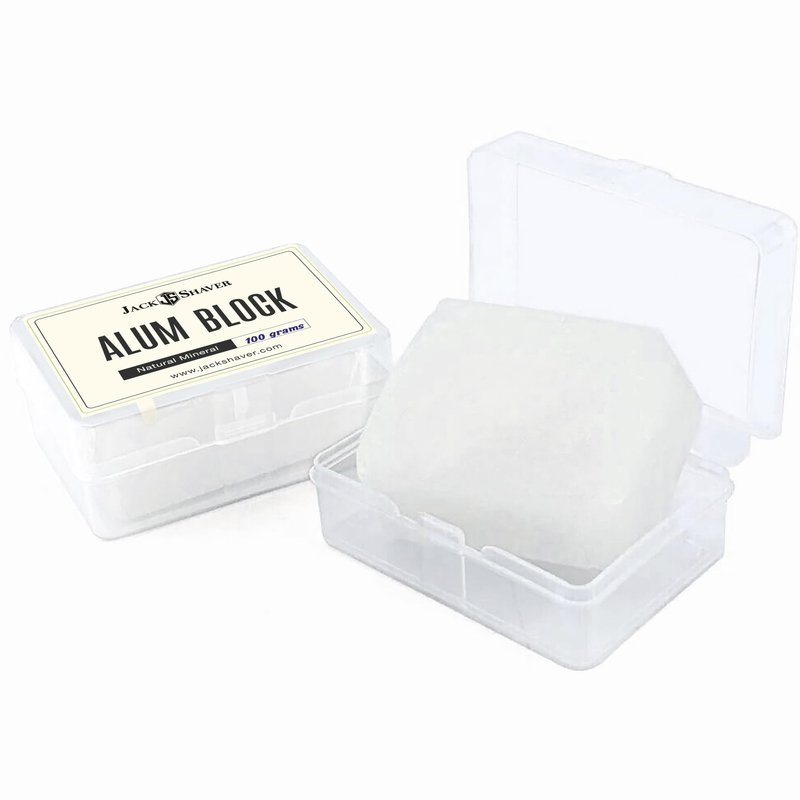 Jack Shaver® Natural Alum Block in Plastic Case (107 g./3.7 oz.) Aftershave Blood Stopper Antiseptic Astringent Soothing Solution for Shaving Razor Burn Relief