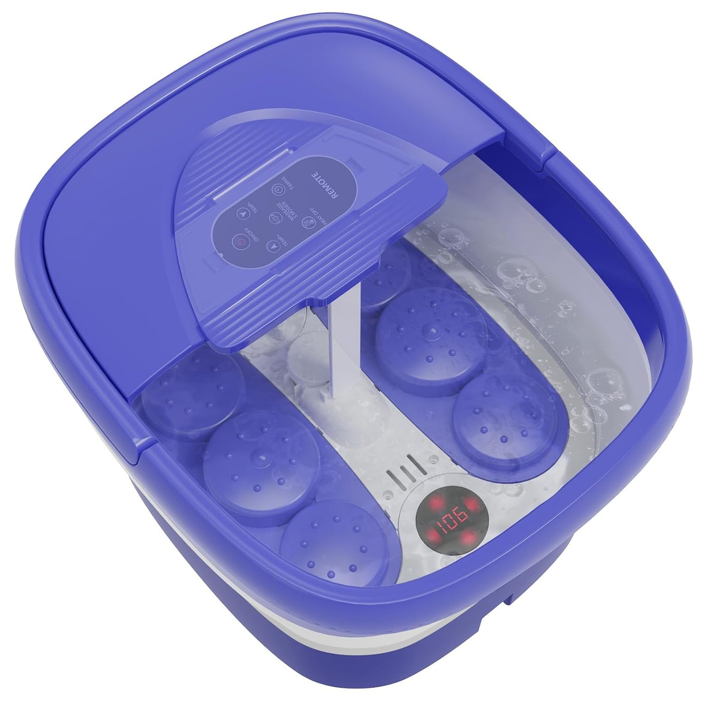 Collapsible Foot Spa - Heated Foot Bath Massager with Remote & 24 Shiatsu Massage Balls | Soothing Hot/Cold Water Soaking