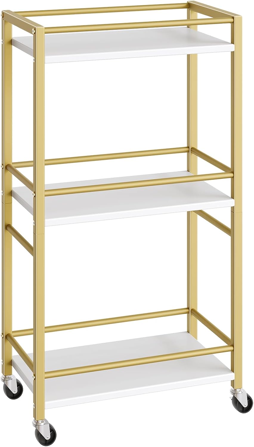 Bar Cart - 3-Tier Rolling Drink Cart on Wheels for Home | Gold Mini Bar Serving Cart for Small Spaces