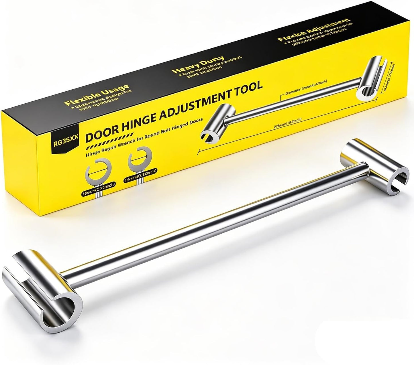 Door Hinge Adjustment Tool - Hinge Gap Adjusting Wrench for Flag Hinges | 2-Sizes Pack for Residential & Commercial Use
