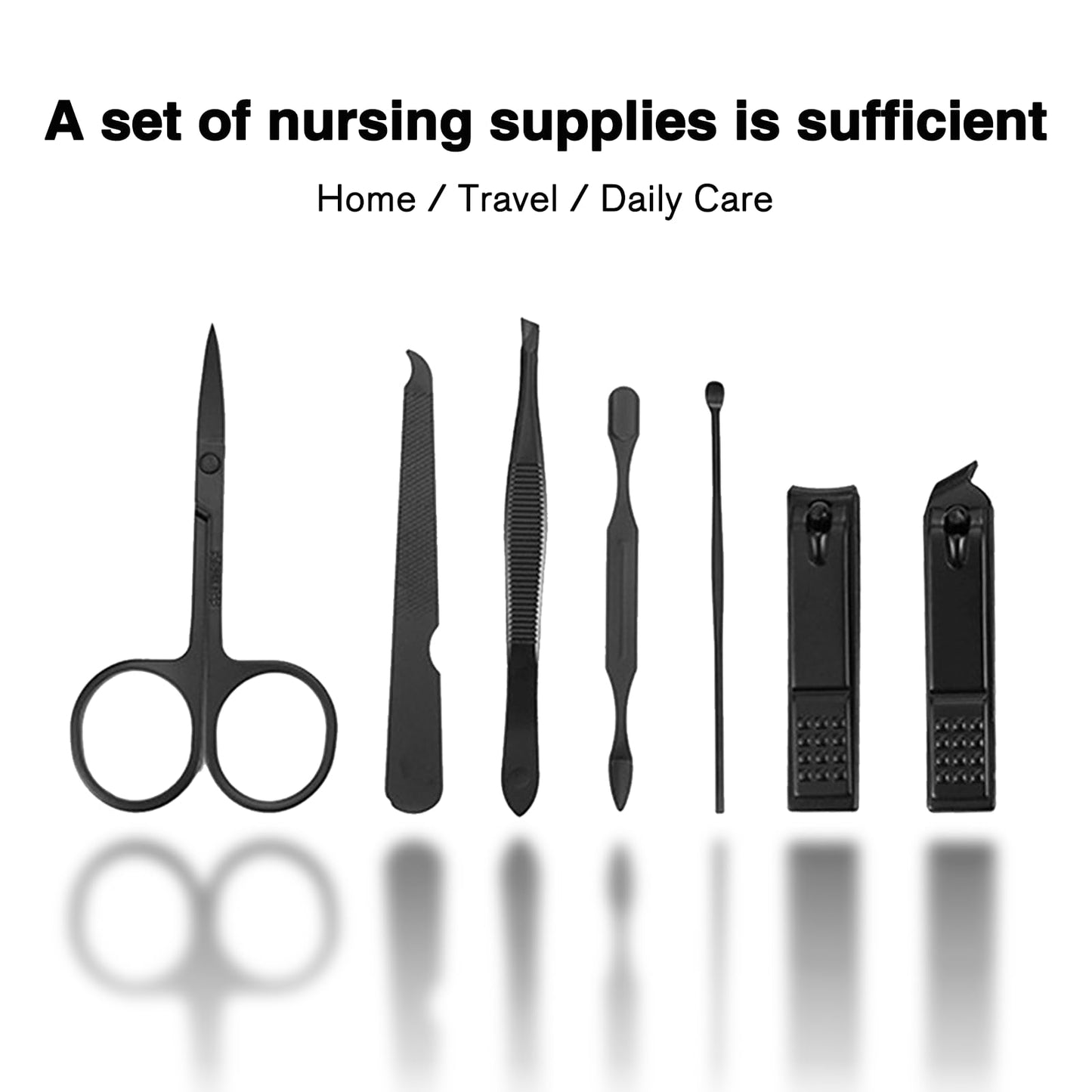 7-Piece Professional Tweezers Set, Stainless Steel Precision Tweezers for Eyebrows & Ingrown Hair with Eyebrow Razor, Scissor & Travel Bag