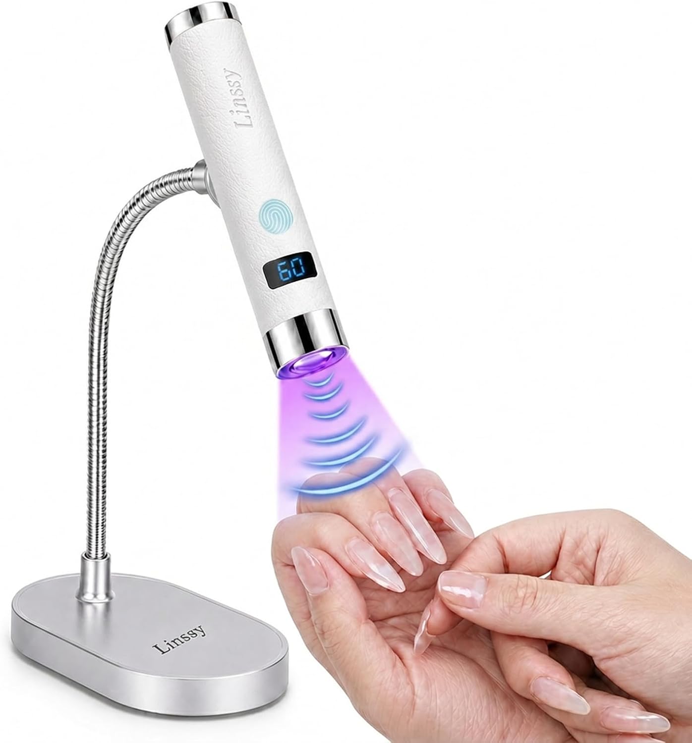 Mini UV Light for Nails - Portable Cordless Nail Lamp with Auto Sensor & Gooseneck Stand | Handheld Gel Curing Light