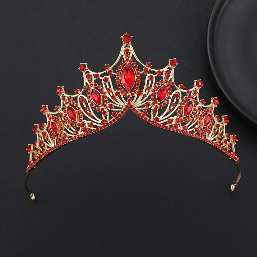 Rhinestone Crown Hair Ornaments Elegant Headwear Princess Tiara Temperament Gold Baroque Crown Women(purple)