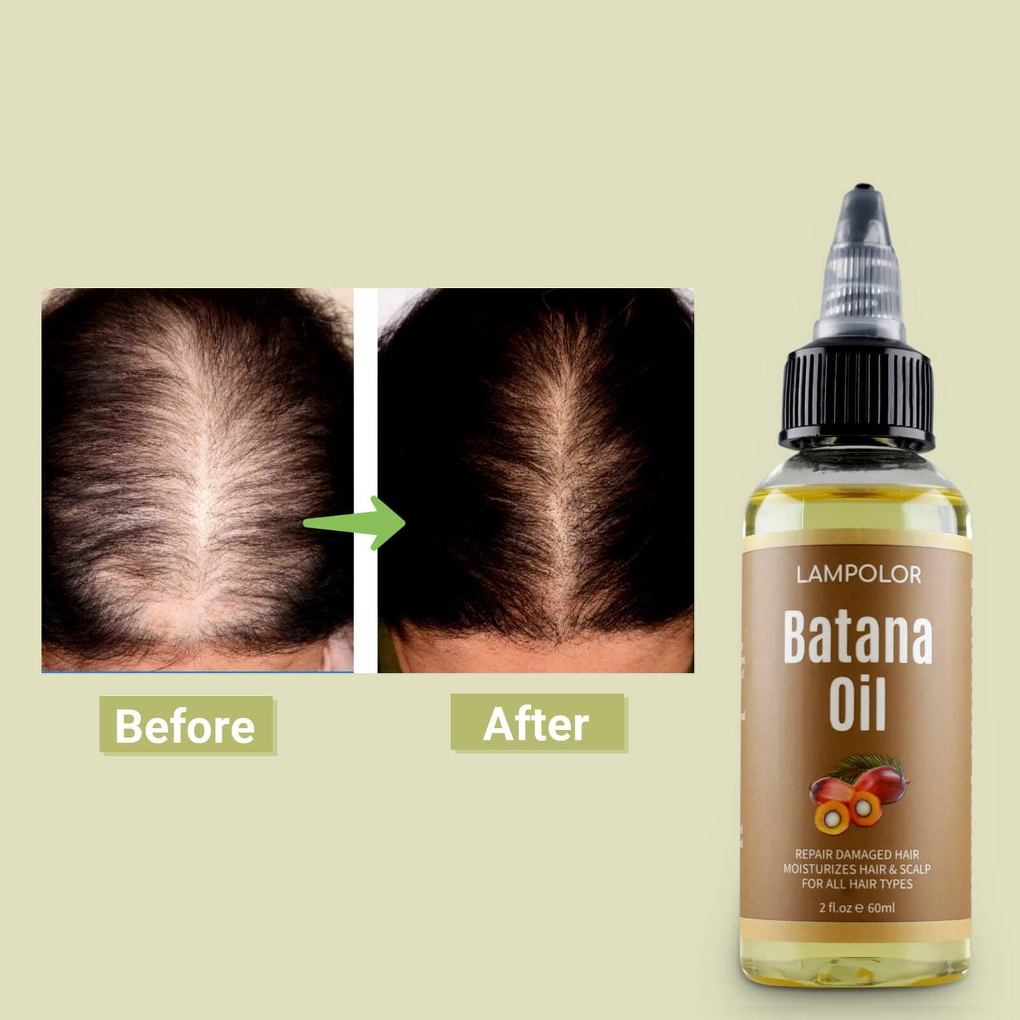 RAW Batana Oil for Hair Growth, Dr Sebi Organic Unrefined Batana Oil from Honduran, 100% Pure & Natural Hair Growth for Thicker & Stronger Hair - 2 FL OZ - 60Ml - 1Pack