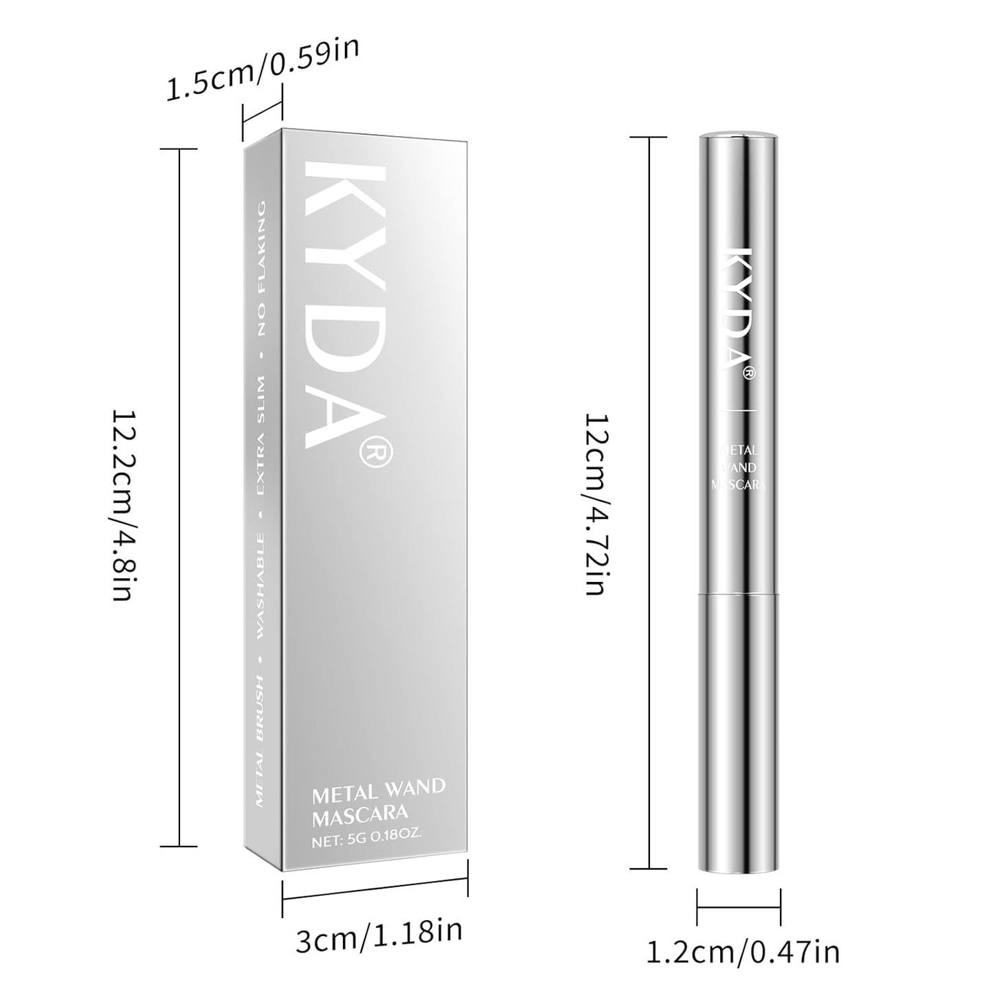 Black Washable Mascara Wand - 3D Curling Iron for Non-Clumping, Smudge-Proof, Extra Slim Length