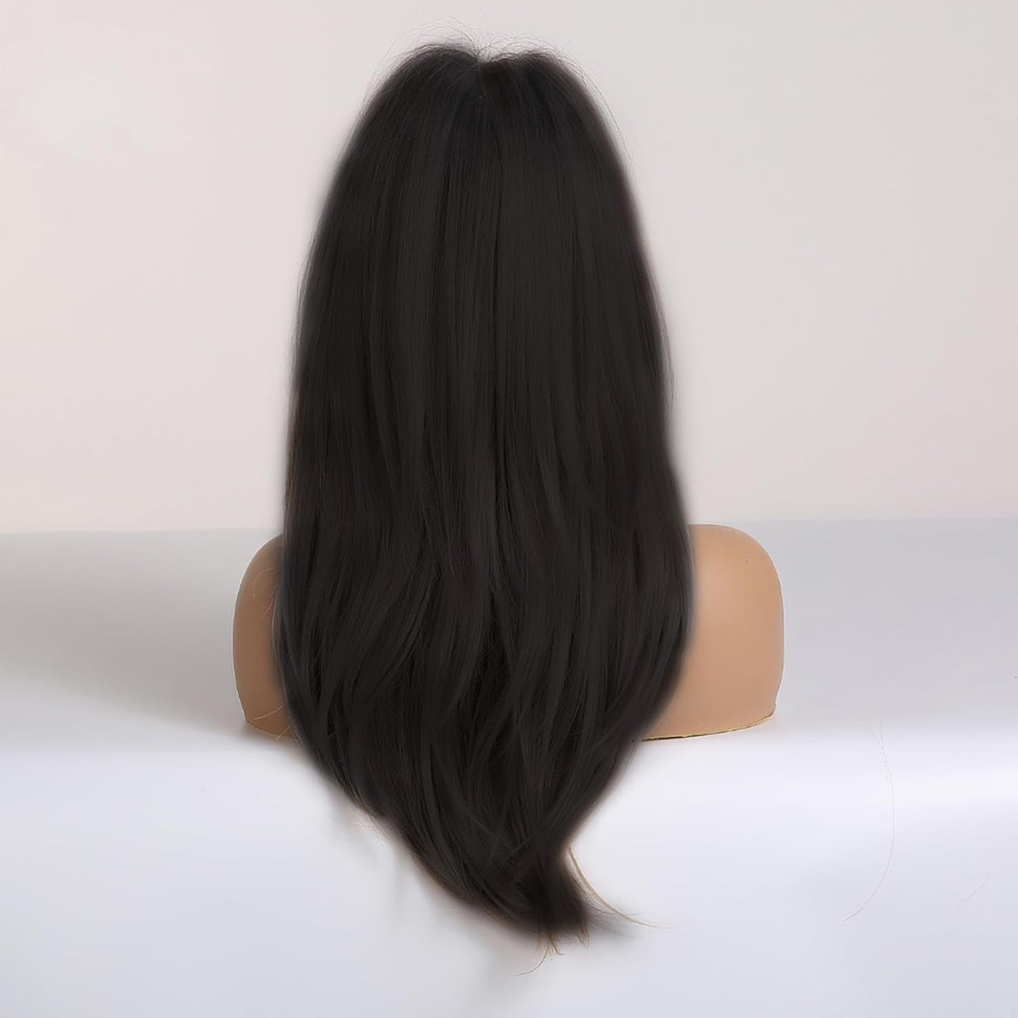 Long Dark Brown Highlights Wig for Women - Synthetic Curly Wavy Hair | Daily Wear
