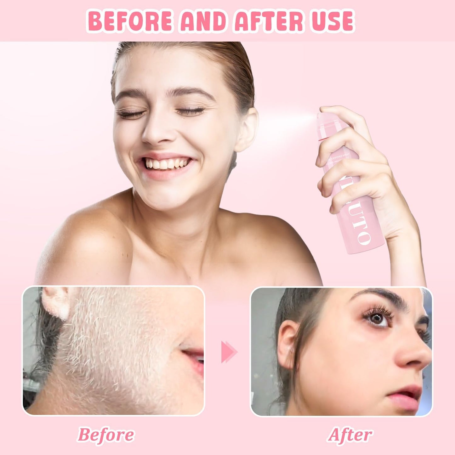 2Pack Hair Identifier Spray for Face Shaving, Moisturizing and Skin Care Dermaplaner Spray,Skin Body Hair Identifier Comfortable Face Shaving Powder (Pink 2pack 01)