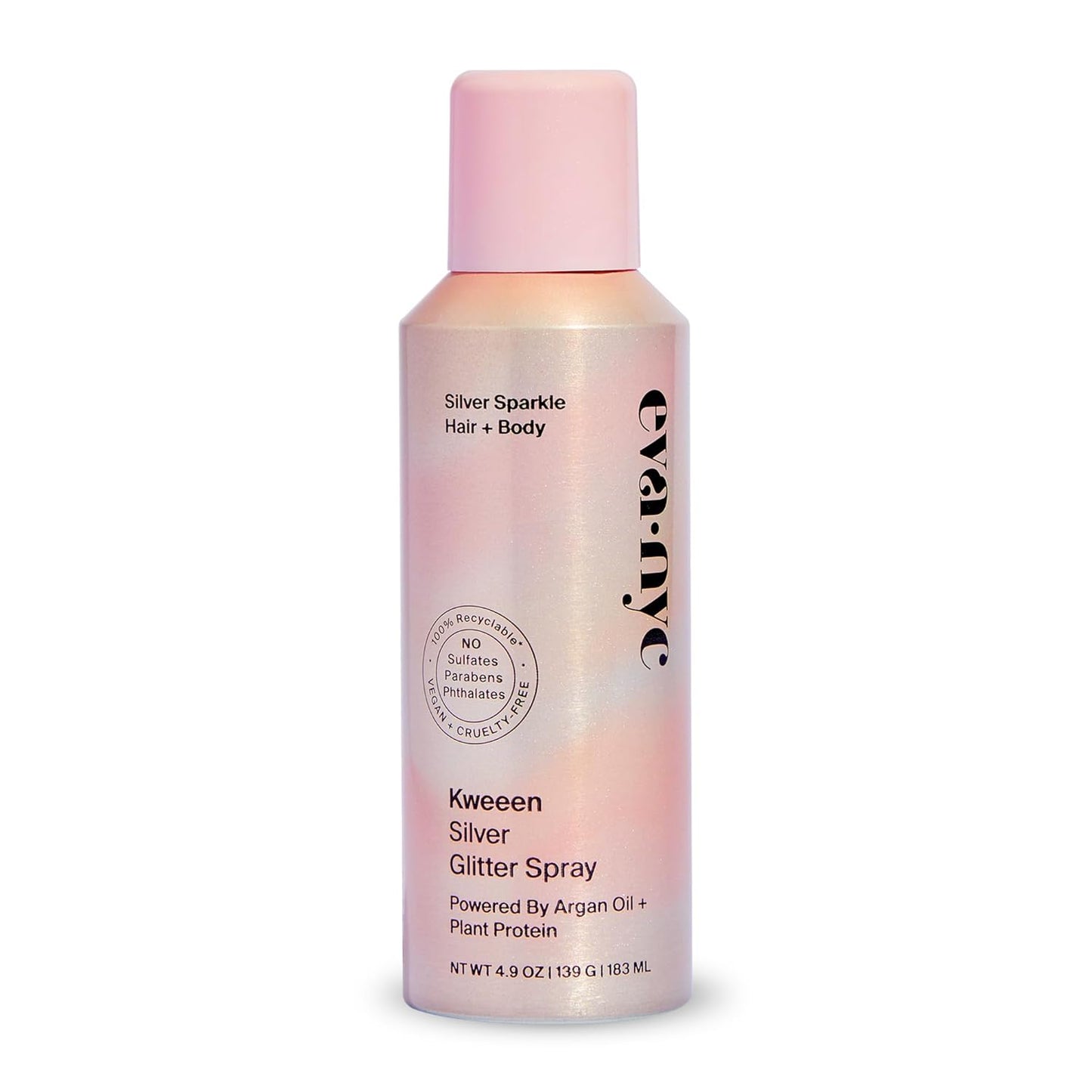 Eva NYC Kweeen Silver Hair & Body Glitter Spray Set - Ultra Shimmery, Non-Sticky, Quick Drying | Warm Vanilla Scent, Full & Travel Size
