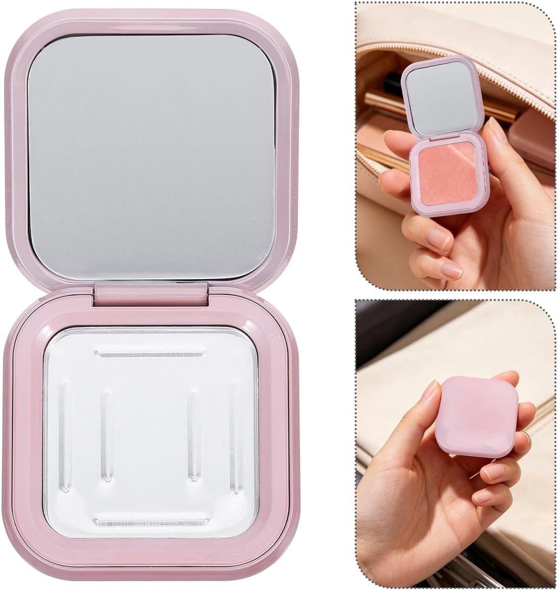 Magnetic Eyeshadow Palette - 2pcs Refillable Makeup Containers with Mirror | Rose Gold DIY Blush & Eye Shadow