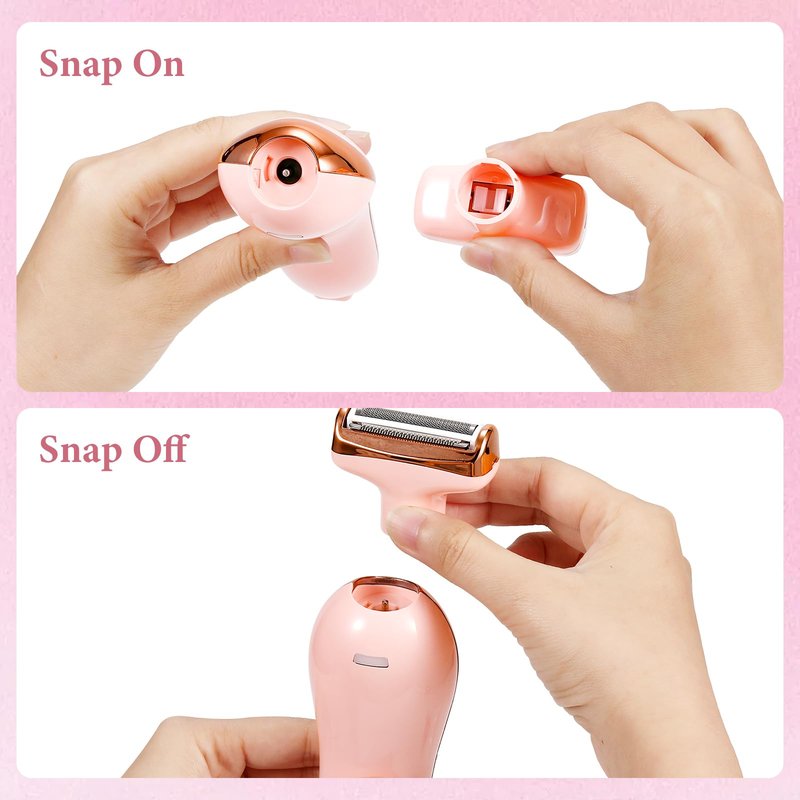 Electric Shaver for Legs Pubic Body Hair, 4 in 1 Bikini Trimmer for Women, Replaceable Lady Facial Nose Razor, IPX7 Waterproof Rechargeable Women's Grooming Kit