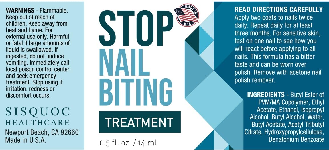 Stop Nail Biting Treatment for Kids & Adults – Bitter Taste No-Bite Nail Polish, Thumb Sucking Deterrent, Non-Toxic Safe Formula, Supports Healthy Nails – 0.5 fl oz