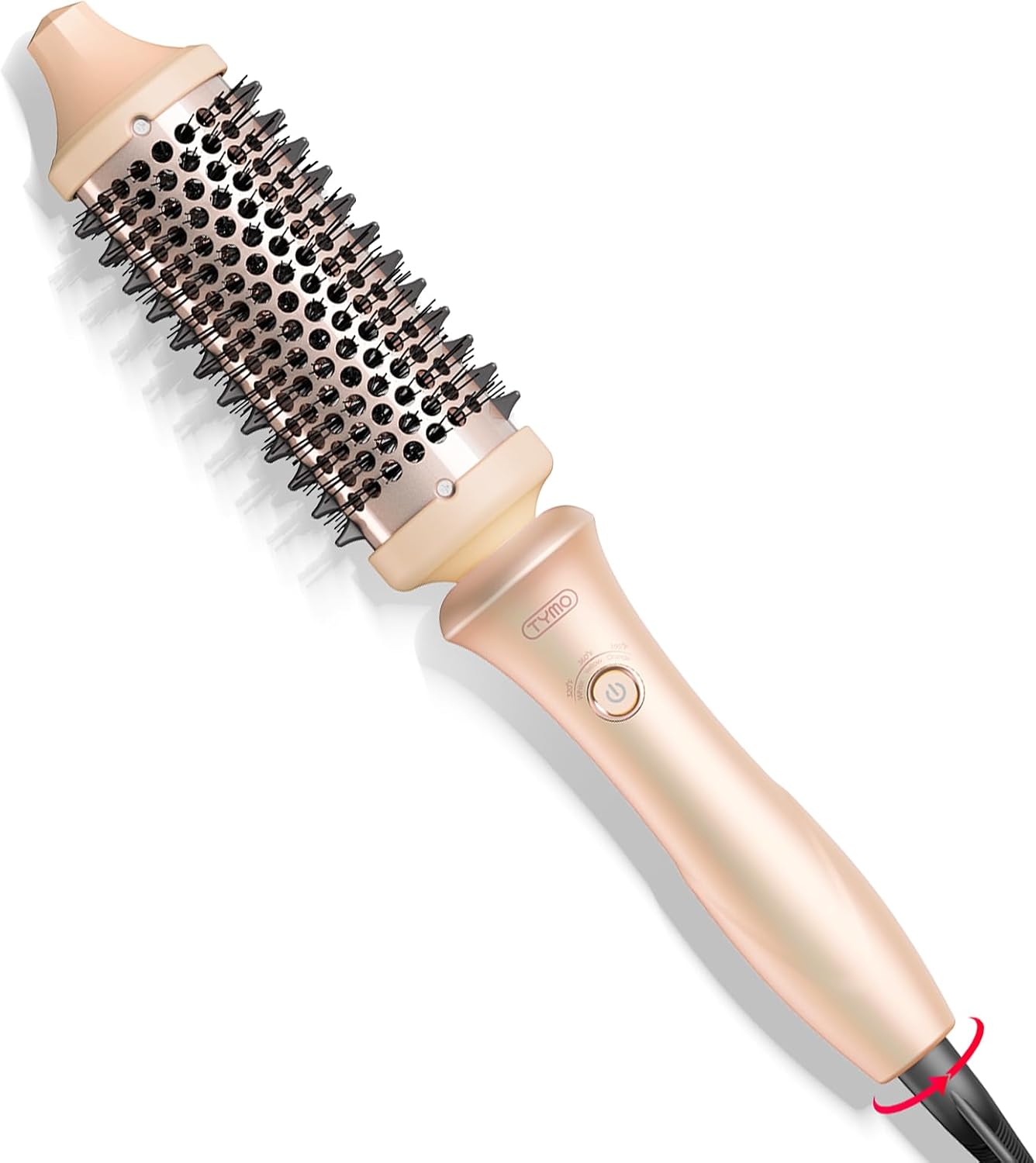 Tymo Thermal Brush - 1.5 Inch Curling & Straightening Tool | Dual Voltage Heated Volumizer in Gold