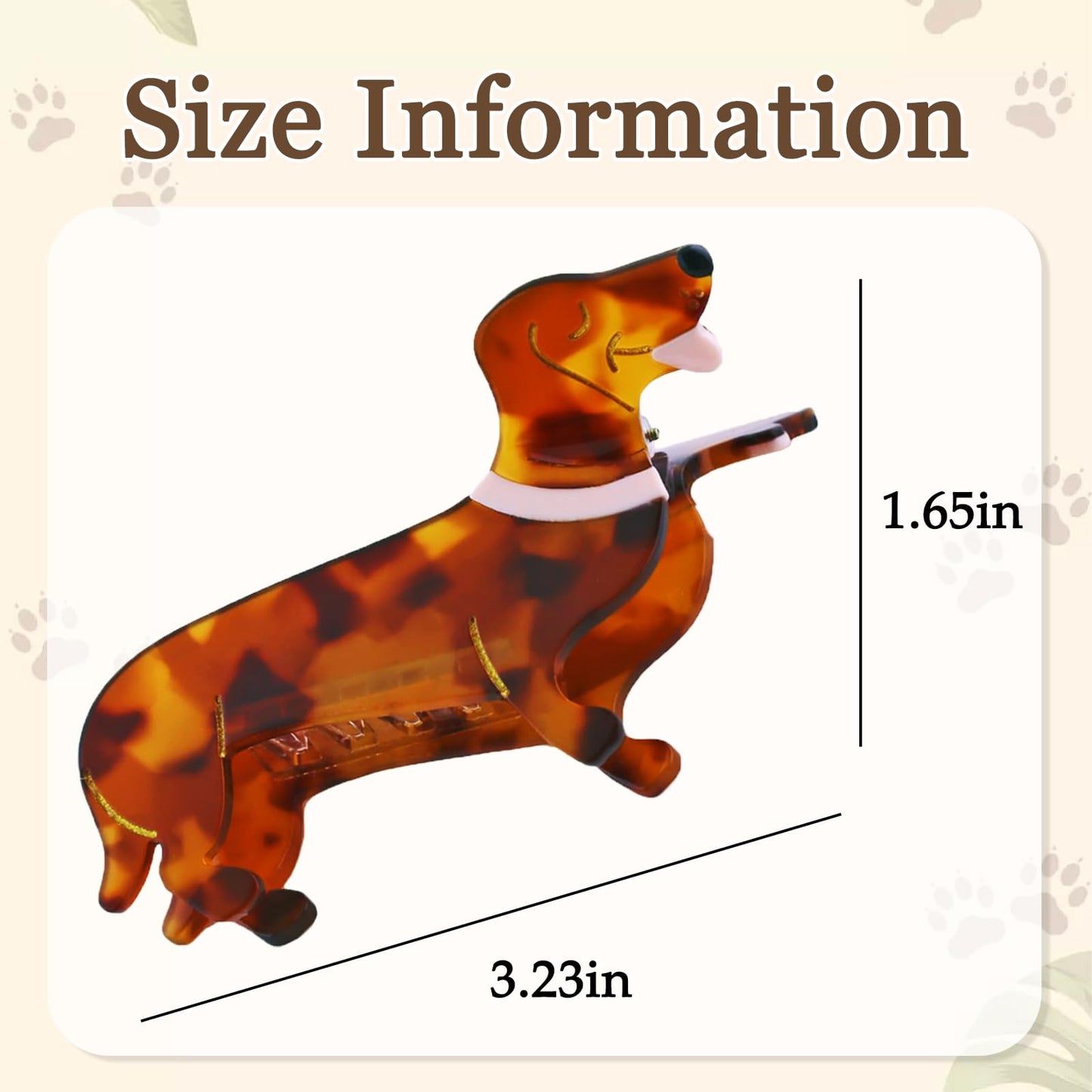 2 Pcs Dachshund Dog Hair Clips for Women - Acetate Non-Slip Claw Clips, Cute Pet Lover Gifts for Christmas & Birthday, Stylish Hair Accessories for Straight/Curly Hair