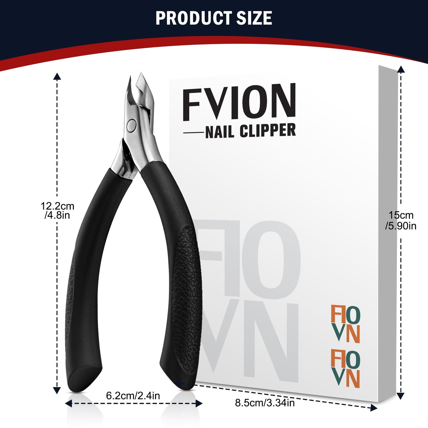 FVION Cuticle Trimmer – Professional Cuticle Nippers, Rubber Coated Handle Manicure Tools – Stainless Steel Cuticle Cutter for Nails (5mm)