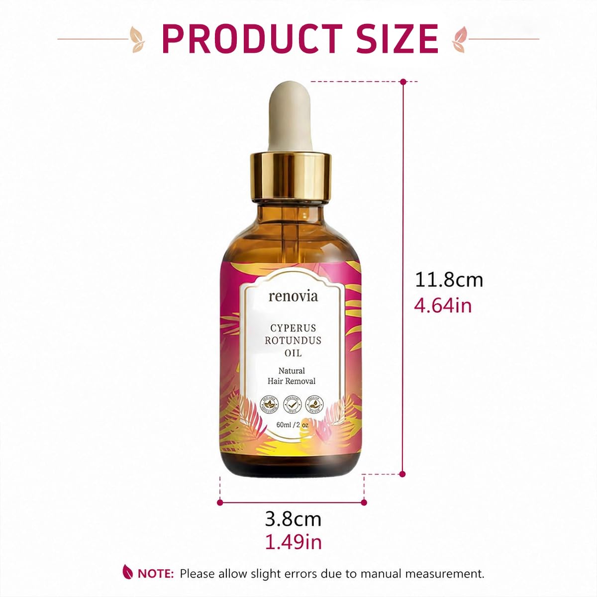 Cyperus Rotundus Oil - Herbal Hair Removal Serum with Peppermint | Moisturizing & Soothing Formula for All Skin Types