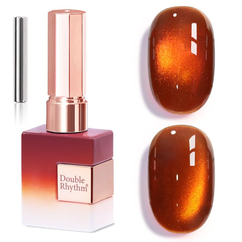 Double Rhythm Jelly Glass Cat Eye Gel Polish with Magnet 15ML Holographic Glitter Shimmer Translucent Sheer Color Magnetic Nail Polish Salon DIY at Home