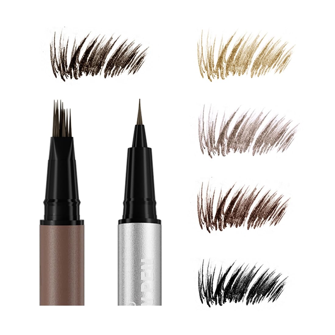 Dual Ended Eyebrow Marker - Microblading Effect Liquid Brow Pen for Natural Hair-Like Strokes | 5 Shades Available, Dark Brown