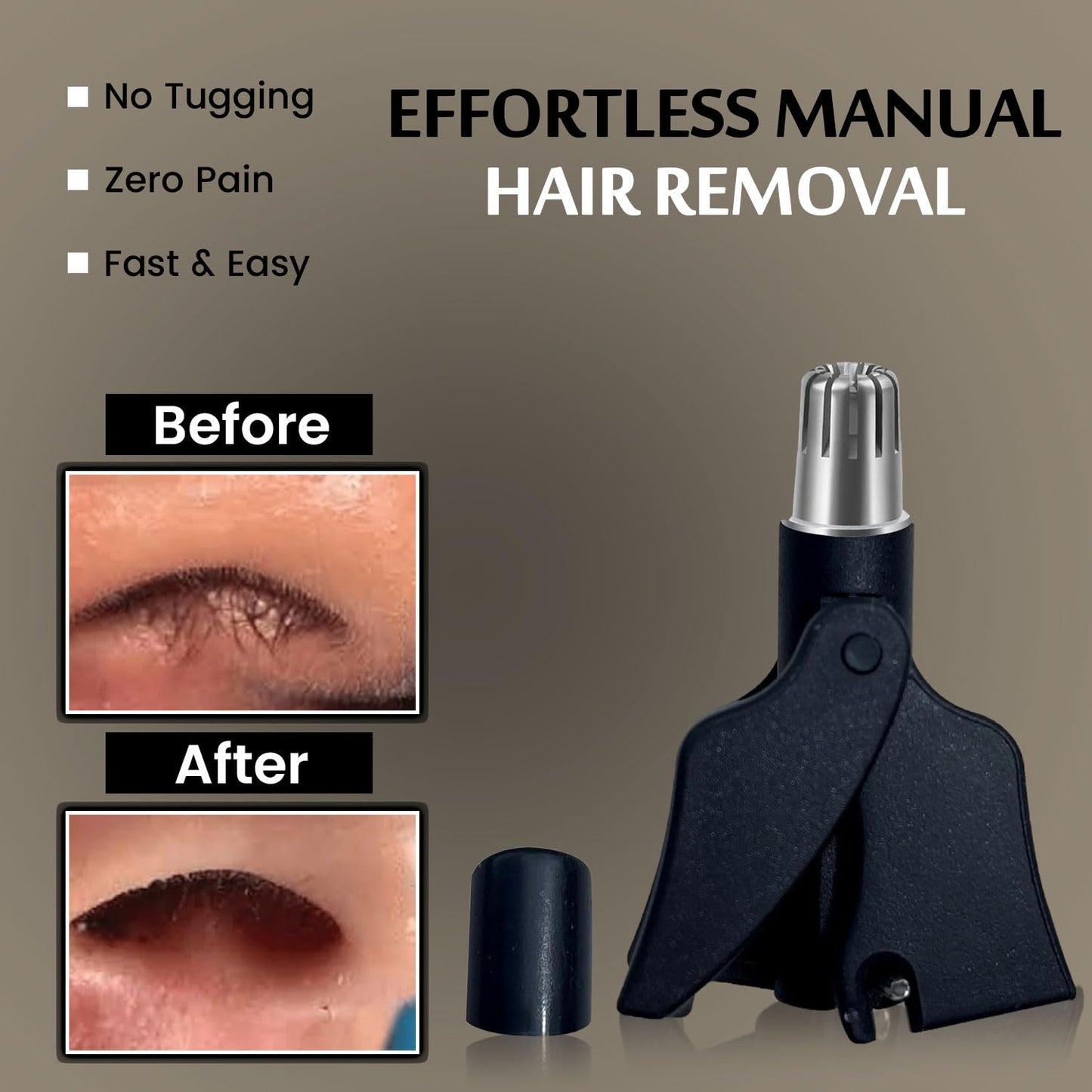 Infinity Choices Stainless Steel Hair Trimmer for Men and Women | Manual Nose and Ear Hair Trimmer | Nose Clippers, 360° Rotating Hair Trimmers | Washable Nose Hair Remover | Gray