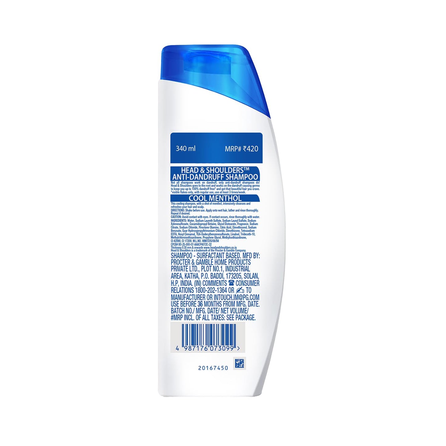 Head & Shoulders Anti-Dandruff Shampoo - Cool Menthol Formula | 340ml