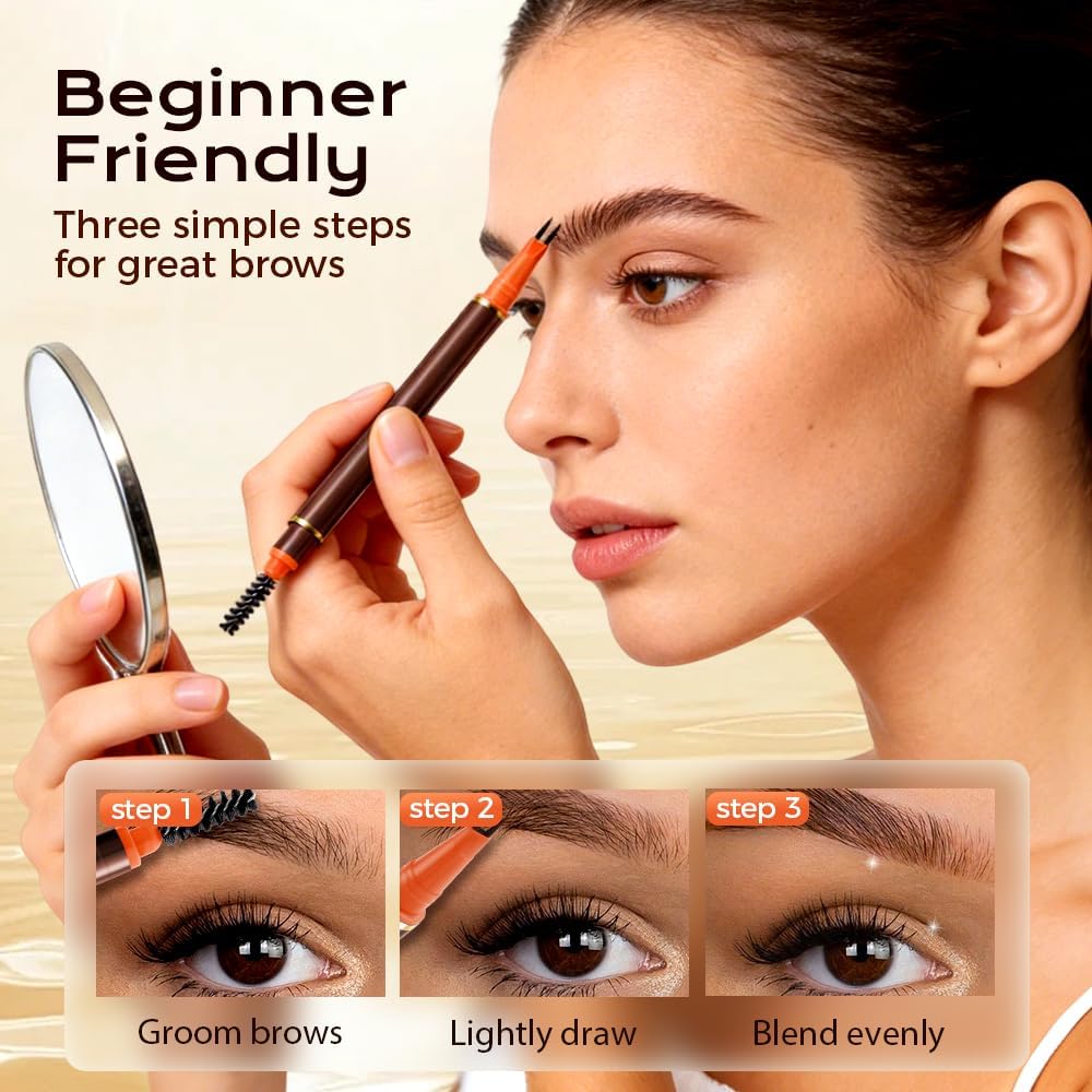 Diamalfi Pencil Para Cejas, Diamalfi Beard Pen Eyebrow Pencil Filler, 2 Tip Ultrafine Pen - For Beard & Eyebrows - Water Resistant, Natural Look, Easy to Use, Long Lasting, Brow Pen(Brown)