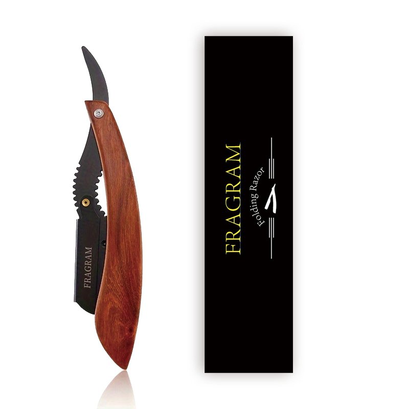 FRAGRAM wooden handle manual shaving razor with replacement blade compatible with S23 stainless steel hair clipper, used for shaving razors (剃须刀架+10片刀片)