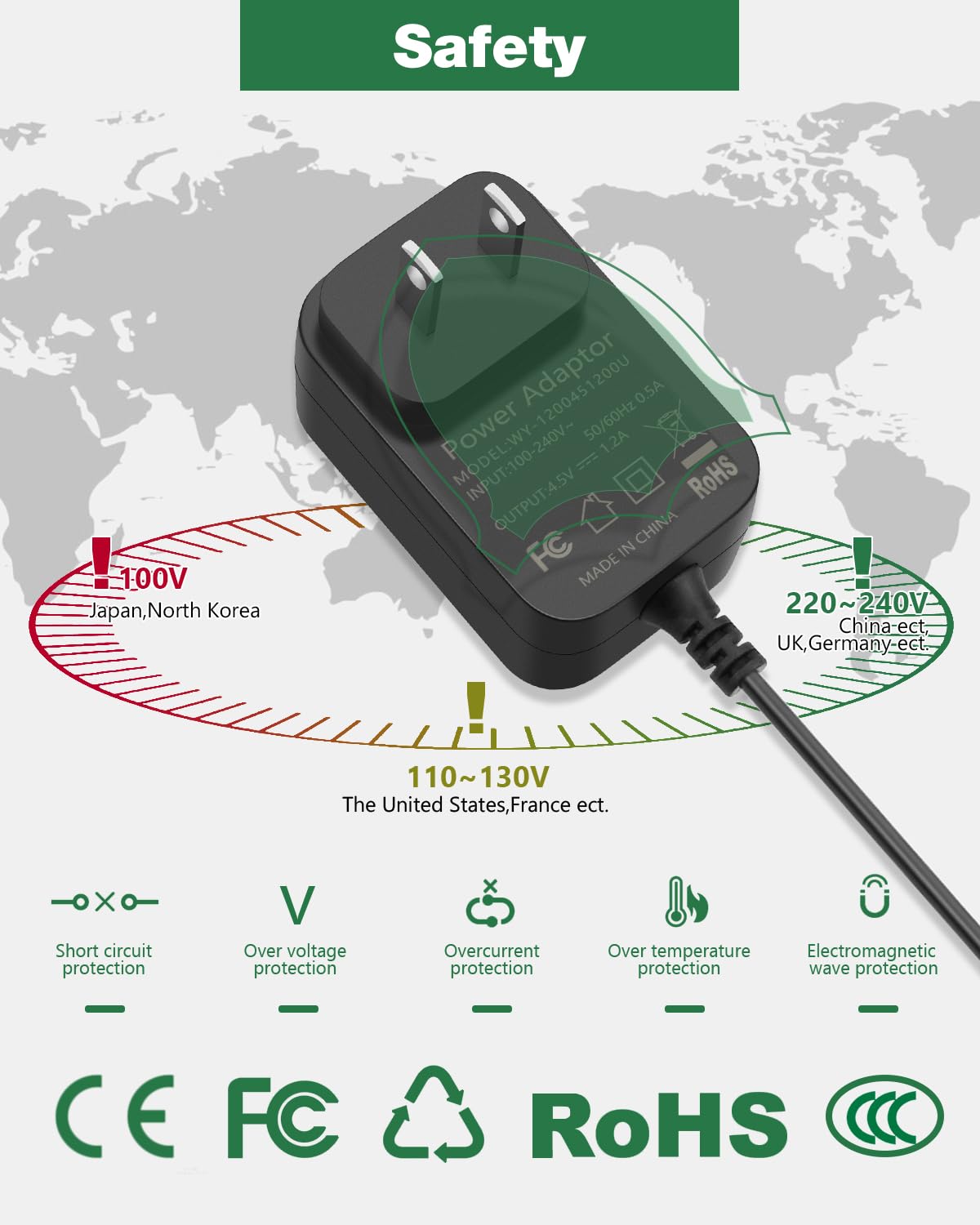 4.5V Charger Compatible with BaByliss PRO Trimmer Clippers FX870 FX788 FX787 FXSSM FX820 FX726 FX825 FX Barberology Trimmer, 4.5V AC DC Adapter Power Supply Cord 4.9FT