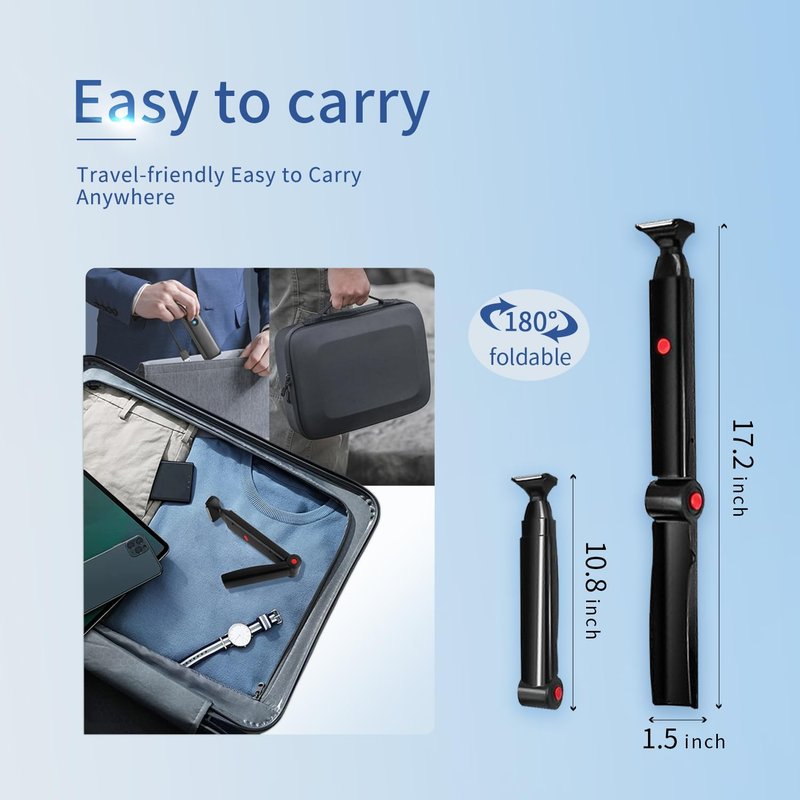 Back Shaver for Men, Electric Back Shaver Hair Trimmer, Mens Back Shaver with 2 Shock Absorber Flex Heads, Rechargeable Back Razor for Men with Adjustable Long Handle and Safety Blade