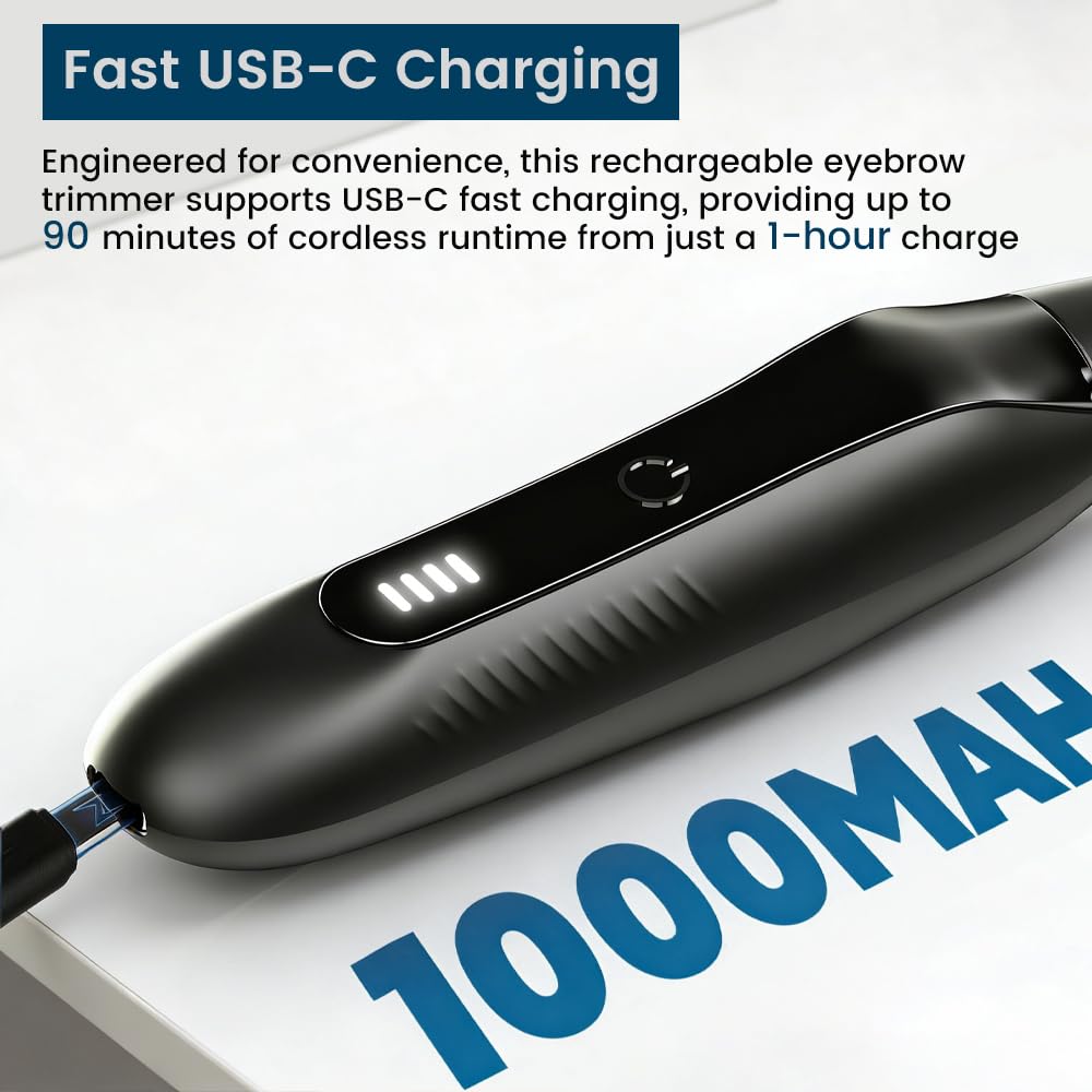 Dexmary Nose Hair Trimmer for Men, Rechargeable Eyebrow Trimmer with 16000RPM Motor, LED Power Display, Portable Men's Grooming Kit for Travel and Daily Facial Care