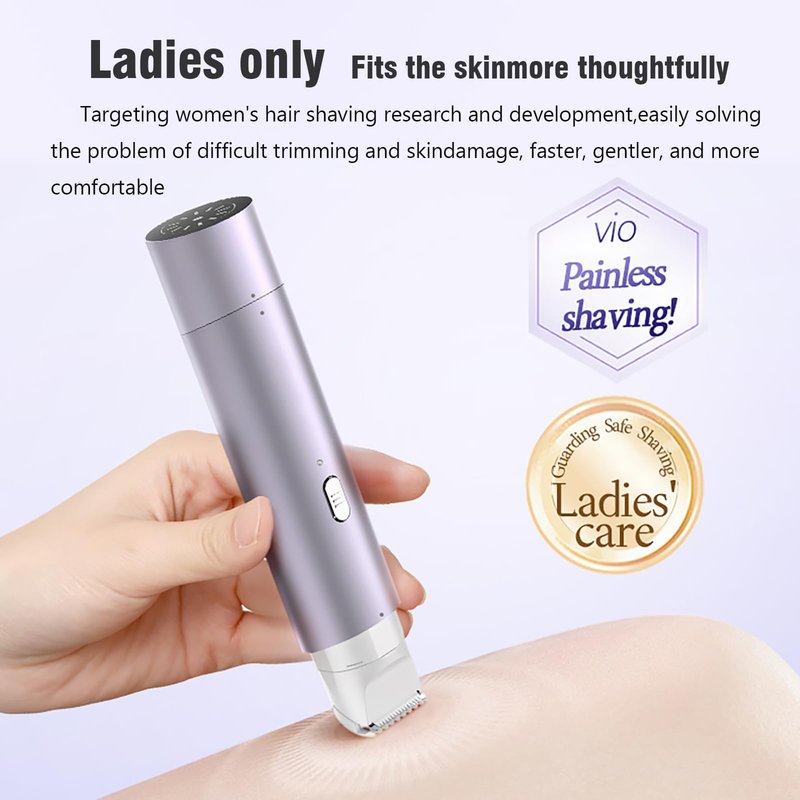 Dual Head Electric Shaver for Women, Bikini, Underarm, Body Hair Remover, Rechargeable & Waterproof, Cordless Painless Hair Trimmer with Ceramic Blades, Silent Smooth Shaving