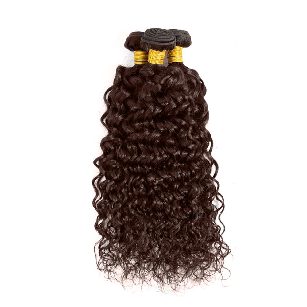 Color 4 Bundles Human Hair Brown Wet and Wavy Bundles 26 28 30 Inch Mixed Length Peruvian Virgin Chocolate Brown Bundle Hair Extensions