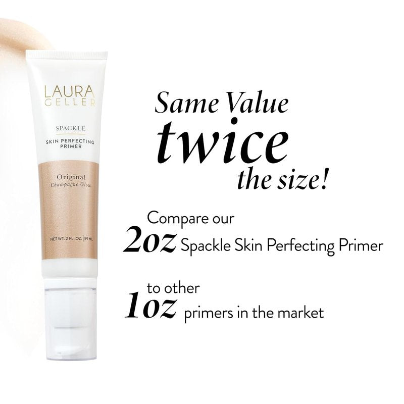 Laura Geller Spackle Primer - Champagne Glow Hyaluronic Acid Makeup Primer for Mature Skin | Super-Sized 2 Fl Oz