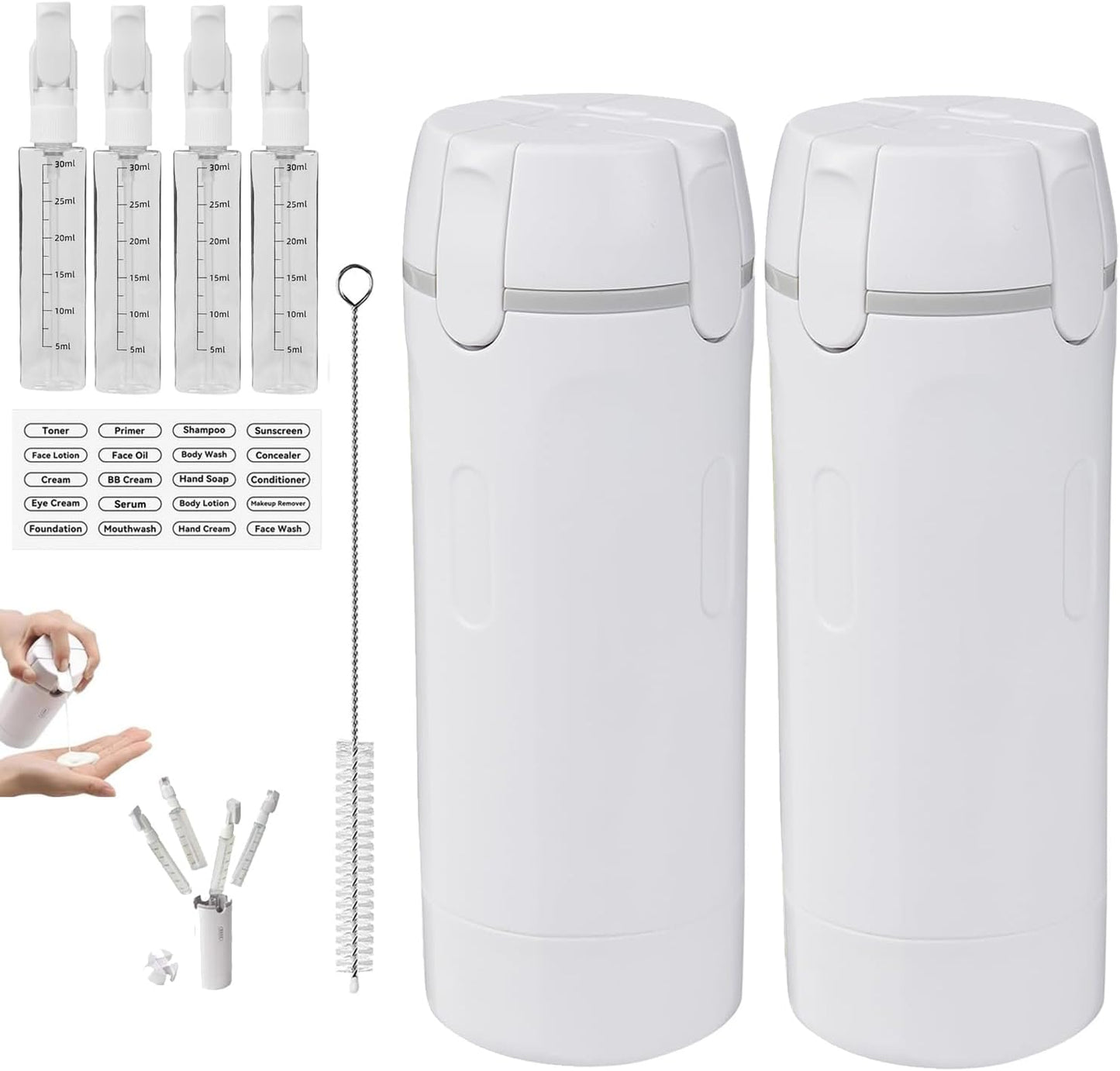 Travel Toiletry Dispenser Set - 4 Pack 30ML Refillable Leak-Proof Bottles for Shampoo & Shower Gel | Green