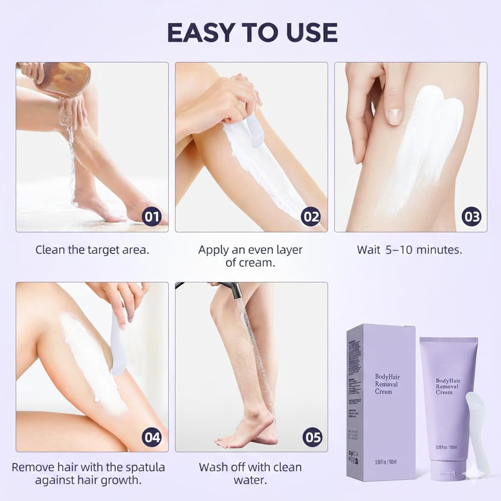 Hair Removal Cream for Women - Fast-Acting Plant-Based Formula for Sensitive Skin | 3.38 Fl Oz