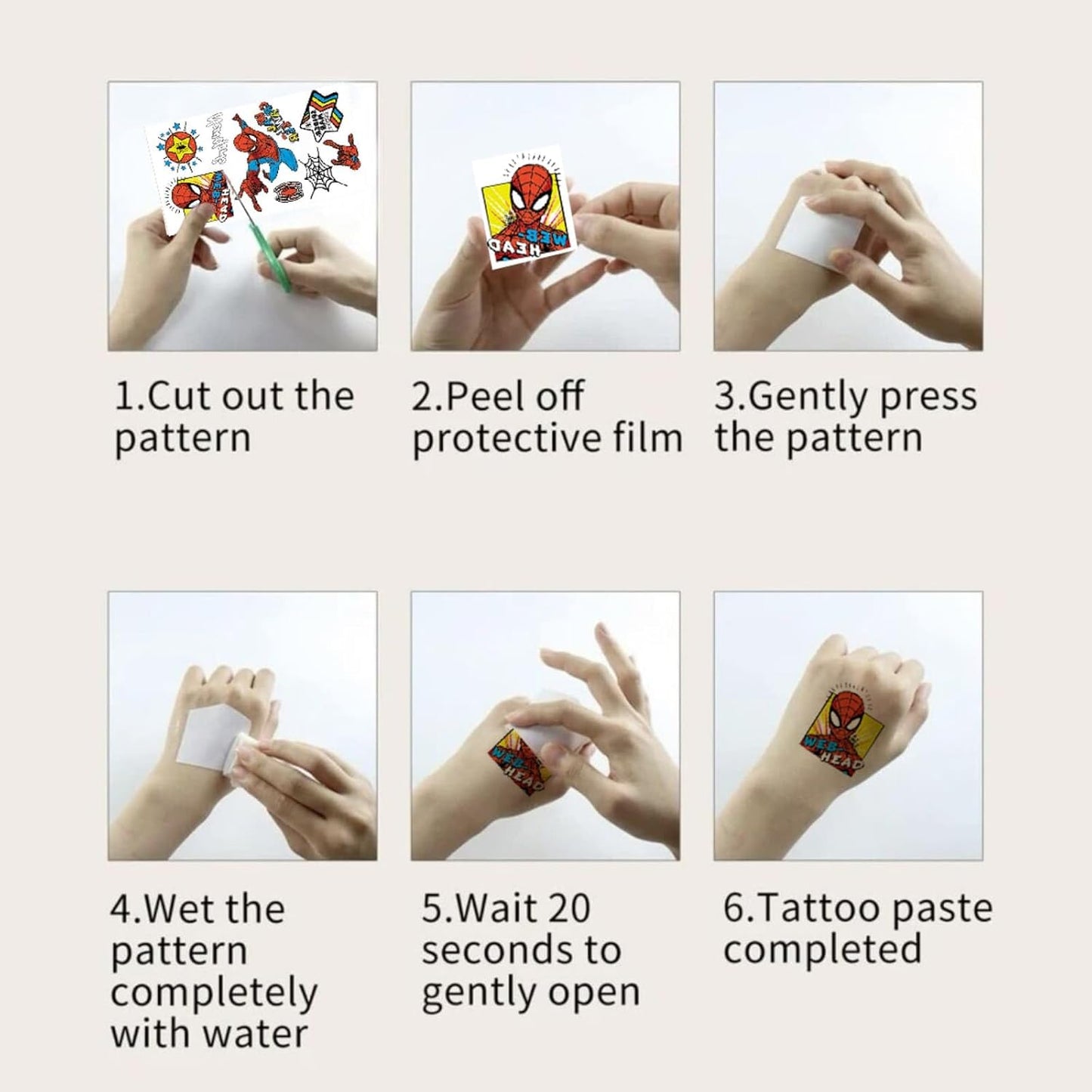 Spider Temporary Tattoos - 10 Sheets of Removable Cute Cartoon Spider Stickers for Birthday Party Favors & Decor