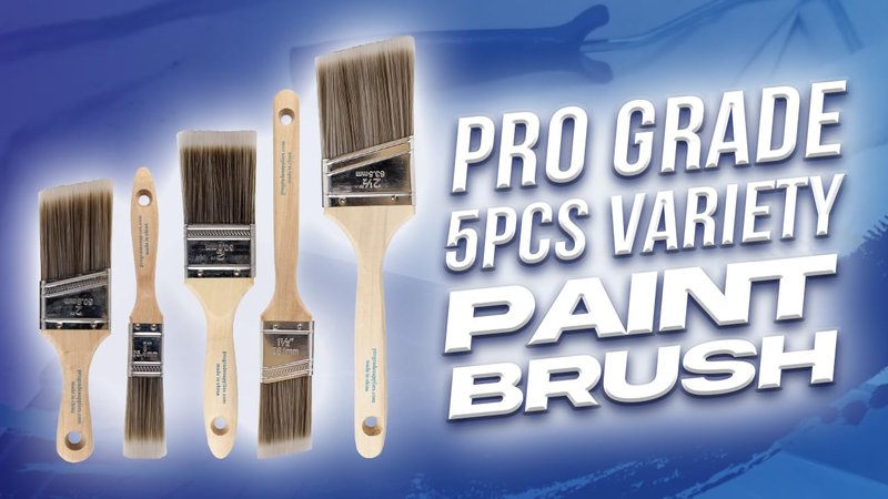 Pro Grade Paint Brushes, 5-Piece Paint Brush Set, Flat & Angle Brushes for Walls, Trim, Cabinets, Interior & Exterior Latex and Oil Paints, Stains