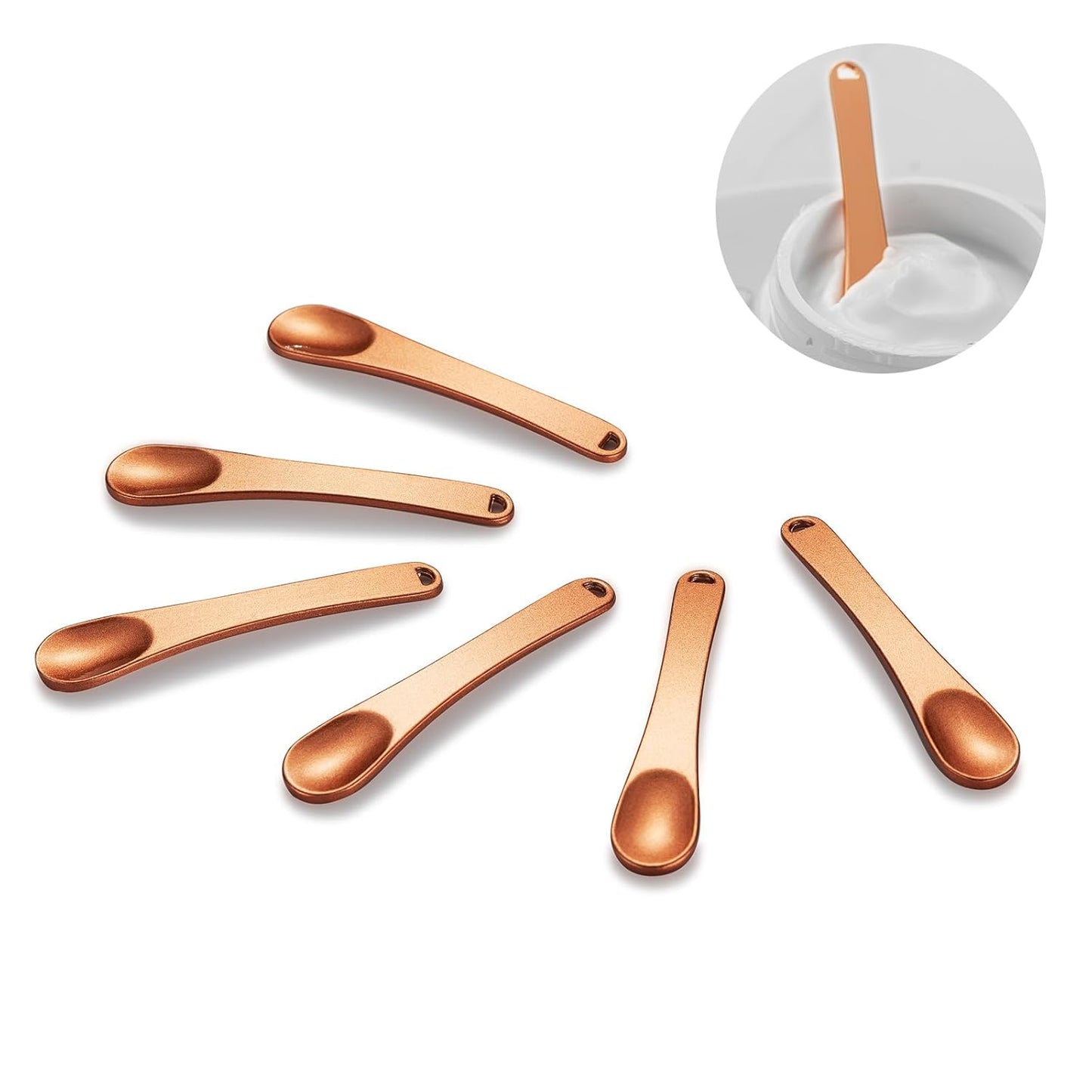 Tekson 6-Piece Metal Cosmetic Spatula Set - Reusable Makeup Spoons for Creams & Lotions | Rose Gold, Gold, Silver