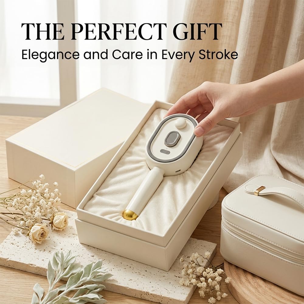 Electric Spray Air Cushion Massage Comb 2026, Red Light Steam Hair Brush with Mist Spray, Portable Hair Steamer, USB Rechargeable, Detangler, Self-Cleaning (1, Purple)