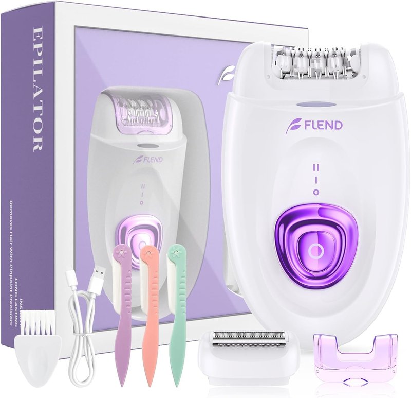 Smooth Glide Epilator for Women, Painless Rechargeable Facial Hair Removal Device, 2-Speed 36 Tweezers with LED Light, 2-in-1 Design, Smooth Skin for Face, Bikini, Arms & Legs