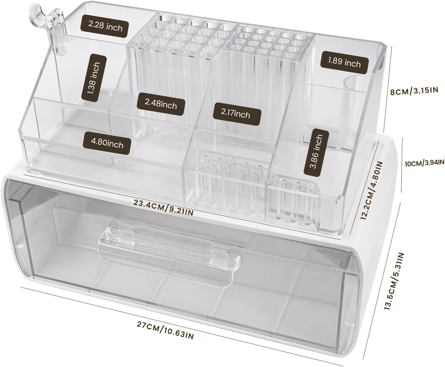 Nail Tech Organizer Case - 2-Layer Storage for Nail Polish & Drill Bits | Clear Design