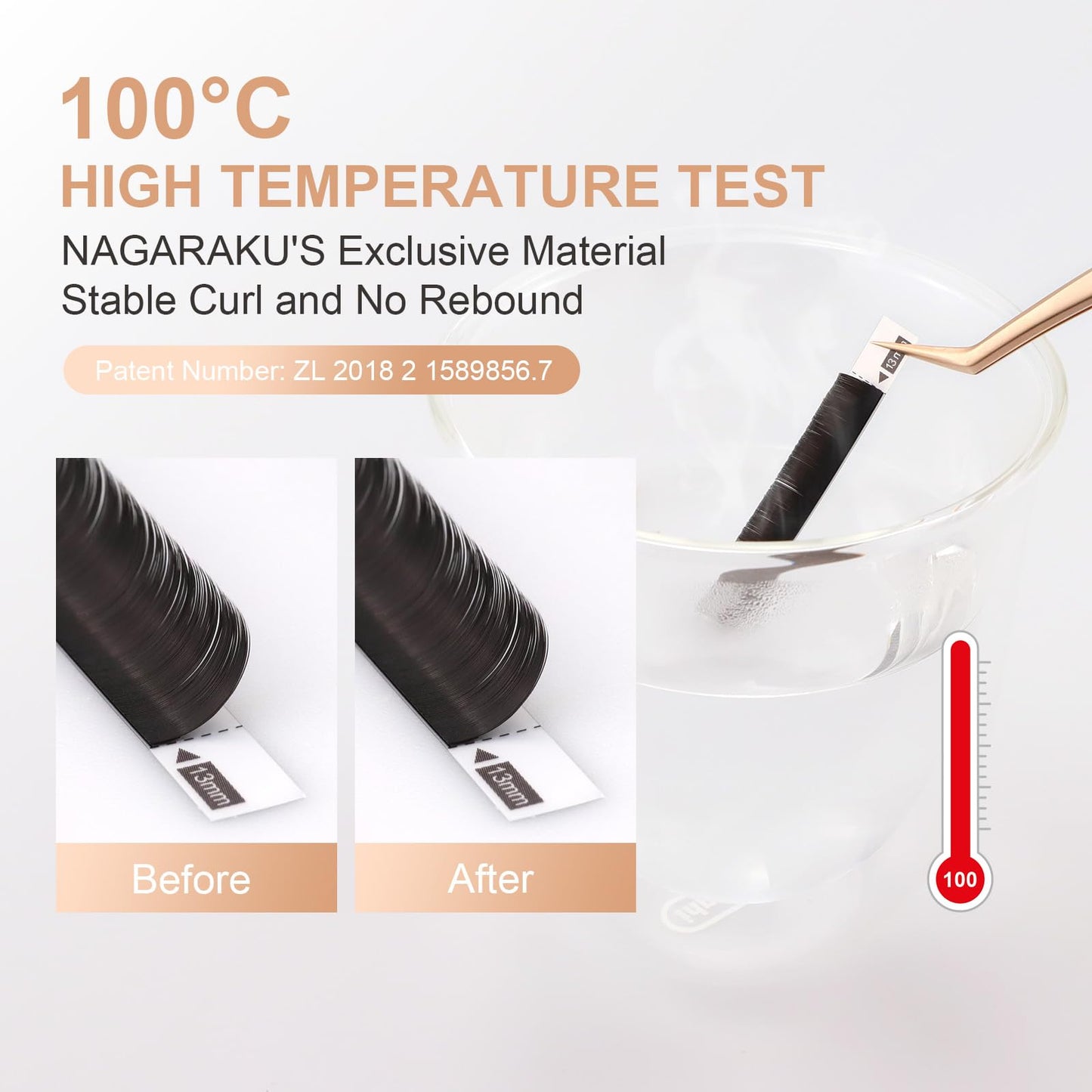 NAGARAKU Double Tips Flat Ellipse Eyelash Extensions Supplies 0.15 C curl 8-12mm Mix Natural Charcoal Color Faux Mink Super Soft Split Tips Individual Lashes