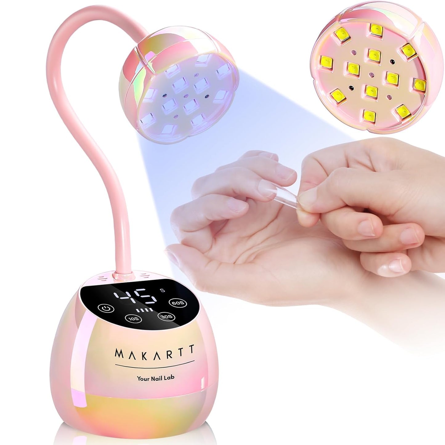 Makartt Mini UV Nail Lamp - Rechargeable LED Nail Dryer with 4 Timers & Auto Sensor for Fast Curing | Perfect for Home DIY Manicure