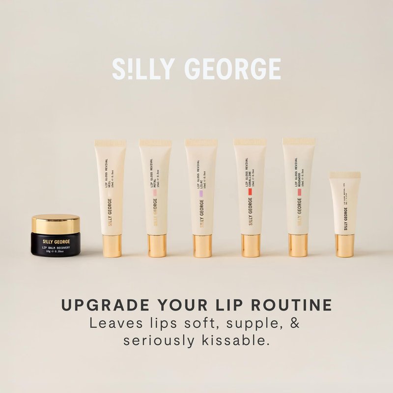 Silly George Lip Gloss Revival - Glossy Hydrating Shine with Peptides, Shea Butter, & Moisturizing Argan, Macadamia, Babassu Oil for Dry Lips, Clean Beauty Products, Veil, Travel Size 5ml Tube