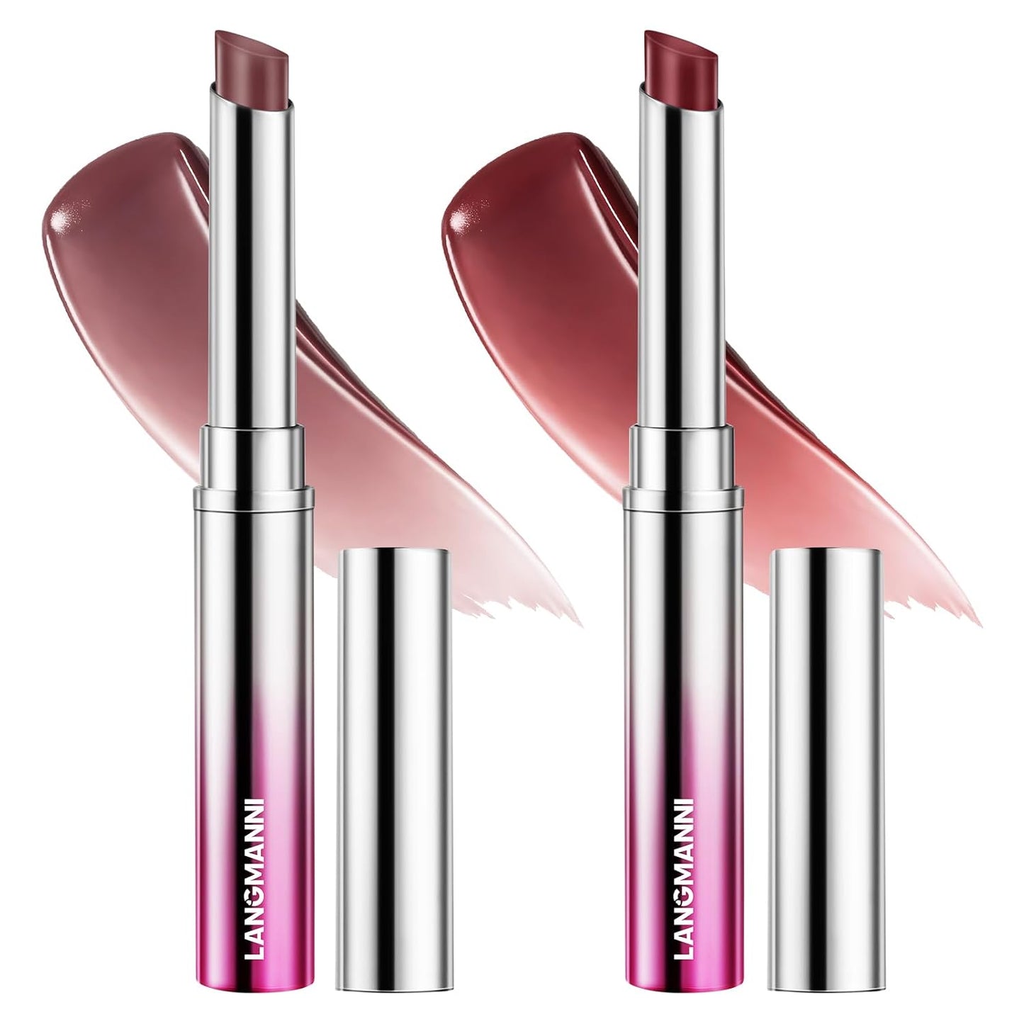 Tinted Lip Balm Lipstick Set - Sheer Hydrating Color & Nourishing Care | Universal Shades for All Skin Tones (Blush Nude & Dusty Plum)