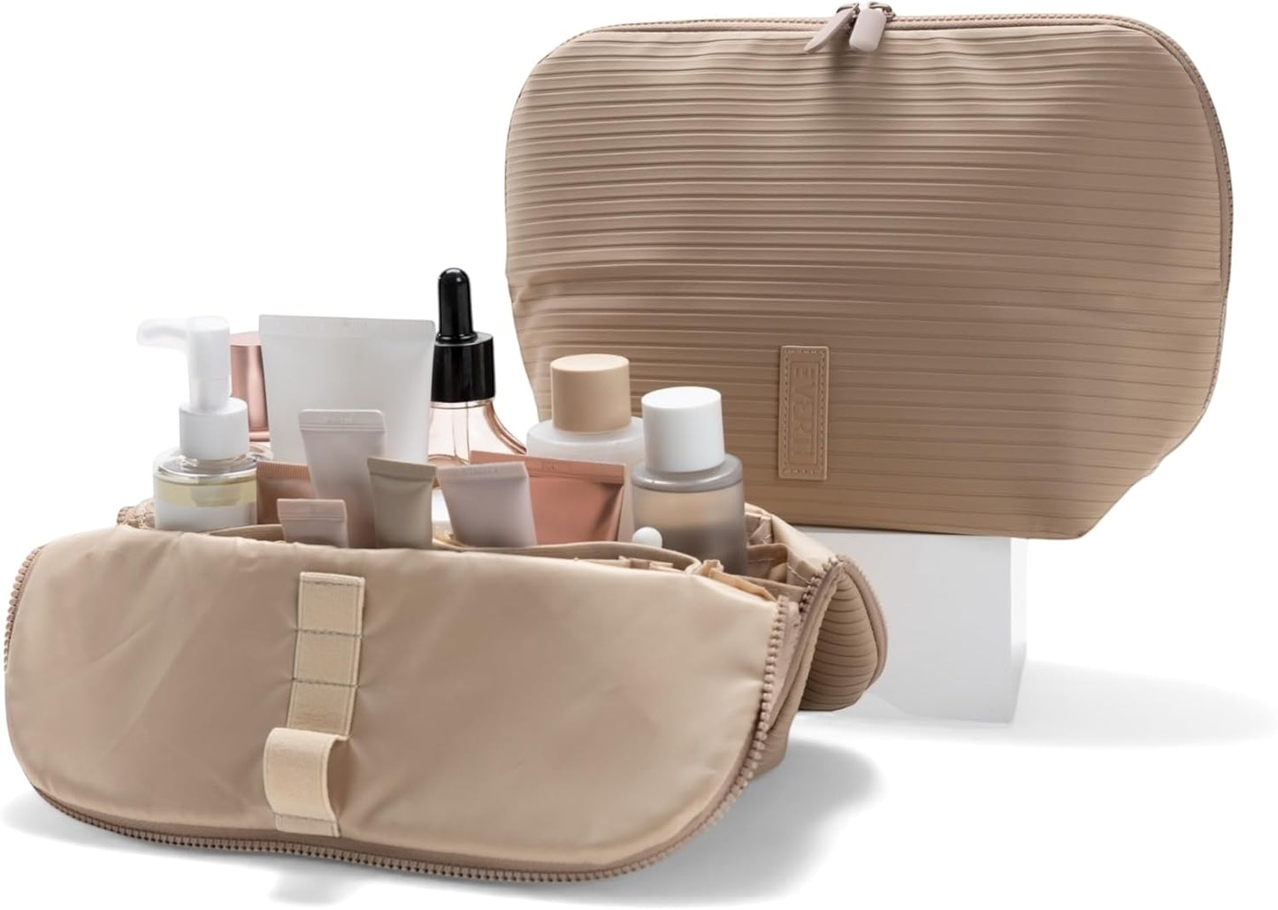 Vertical Waterproof Makeup & Toiletry Bag - 23-Pocket Organizer for Skincare & Essentials | Large Leopard Design