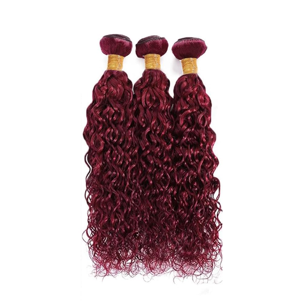 26 28 30 Inch Freiuoke Burgundy Human Hair Bundles 99J Water Wave 3 Bundles Brazilian Unprocessed Virgin Hair Color Red Bundle 150g