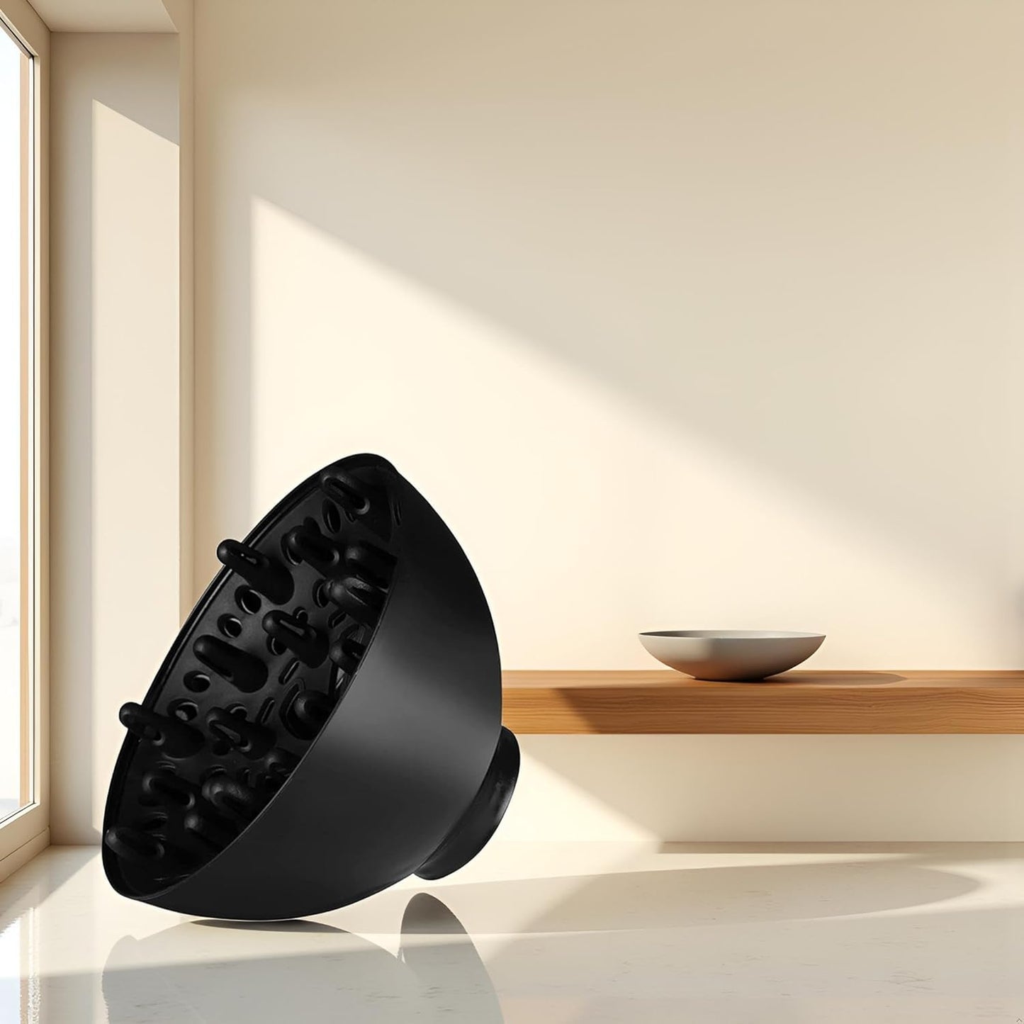 Universal Hair Dryer Diffuser for Curly Hair - Adaptable Attachment for Optimal Styling | Black