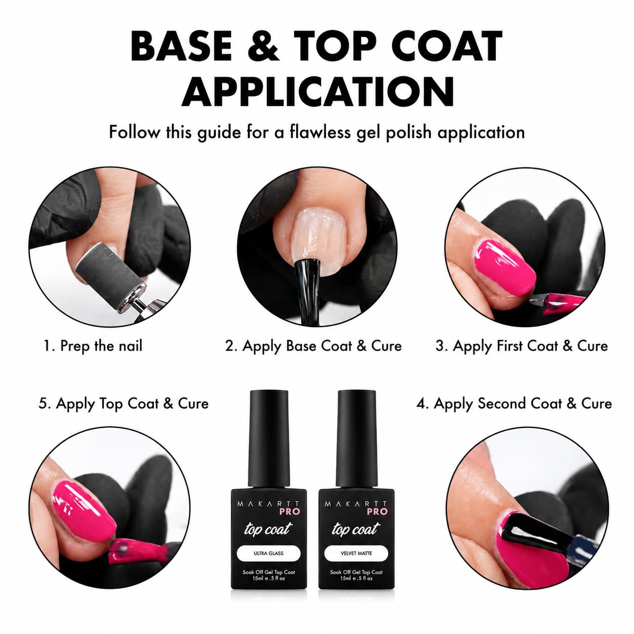 Always Charmed & Armed MakarttPro Professional Glossy, Matte Top Coat & Base Coat for Professional Nail Technicians for Salon and Private Nail Tech
