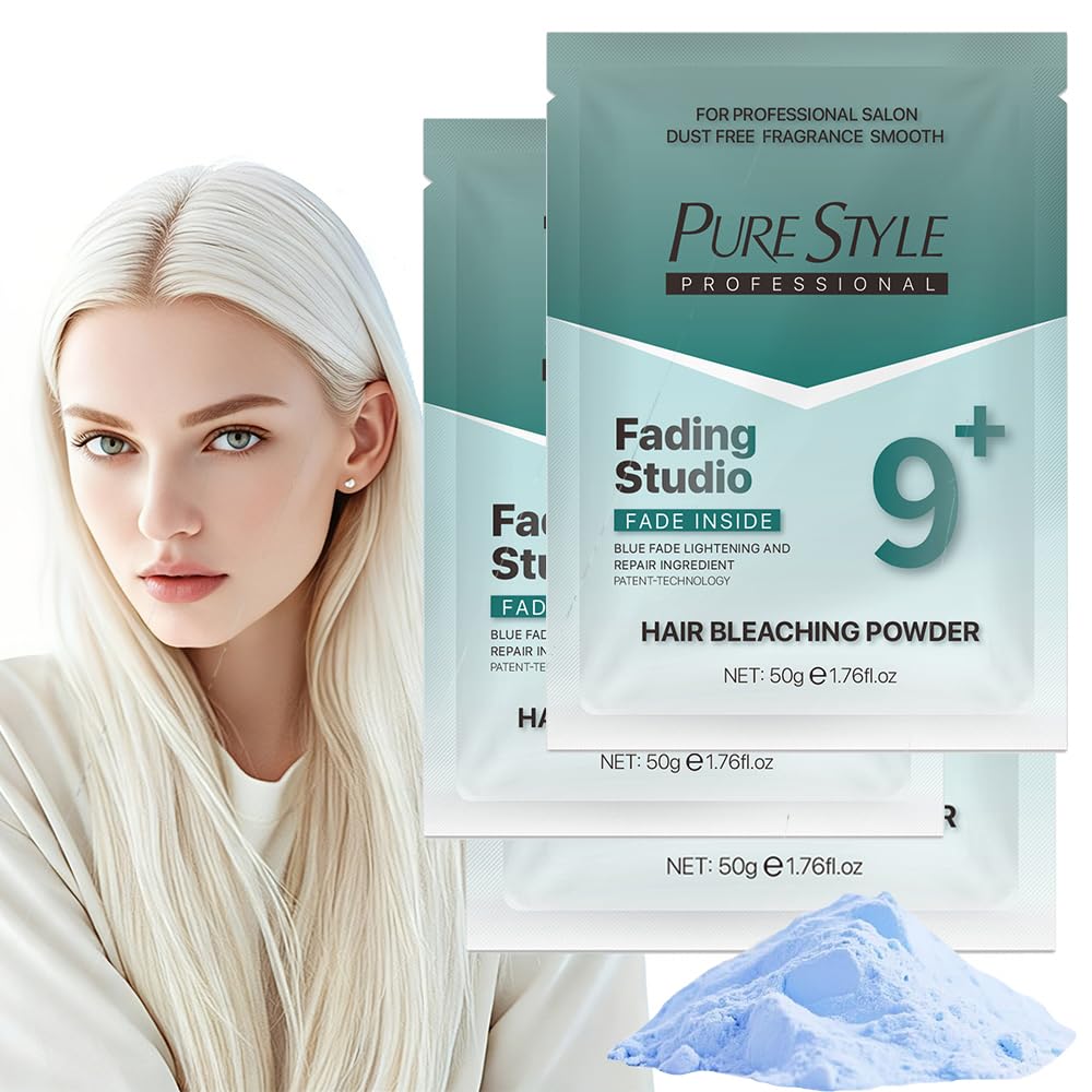Professional Ammonia-Free Hair Bleach Powder - 50g Packets | Blue Fade Technology, Dust-Free Formula for Gentle Lightening